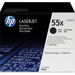 HP 55X/CE255XD lasertoner, svart, 2 x 12 500 s