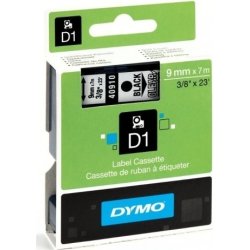 Dymo D1 labeltape 9mm, sort på klar