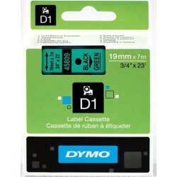 Dymo D1 labeltape 19mm, sort på grøn