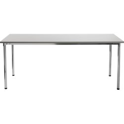 Eminent matsalsbord 180x80 cm vit laminat/ krom