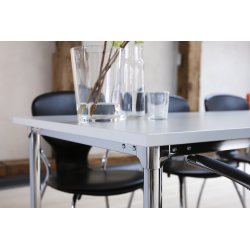 Eminent matsalsbord 180x80 cm vit laminat/ krom