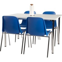 Matsalsset Lena Basic 4 blå stolar + 1 vitt bord