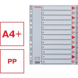 Esselte Maxi register A4, 1-12, grå