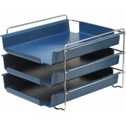 Bantex Vision brevkorgsstativ, 3 brevkorgar, krom