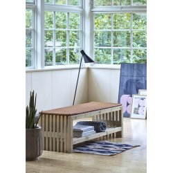 Trallbänk med hylla Plus Drivved L138 cm