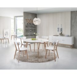 Copenhagen matsalsstol, vit/ek whitewash