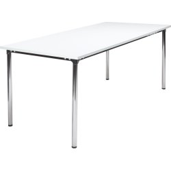 Eminent kantinebord 180x80 cm  hvid laminat / krom