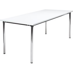 Eminent matsalsbord 180x80 cm vit laminat/ krom