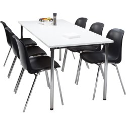 Lena Basic matsalsset med 6 svarta stolar och bord