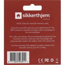 32GB microSD + USB adapter til SikkertHjem Kamera