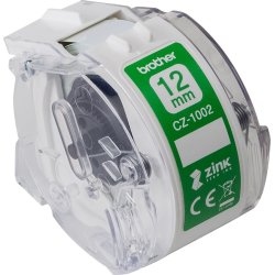Brother CZ-färgetikettape, 12 mm x 5 m, vit