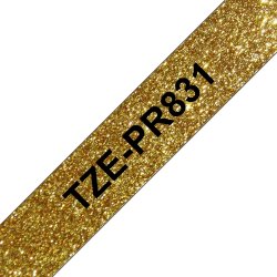 Brother TZe-PR831 etikettape, 12 mm, svart på guld