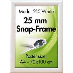 Alu Plakatramme, Snap-frame, 70 x 100 cm, Hvid