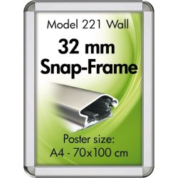 Alu Plakatramme, Snap-frame, 70 x 100 cm, Alu/sølv