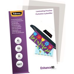 Lamineringsfickor Fellowes Enhance A3 80mic Matt
