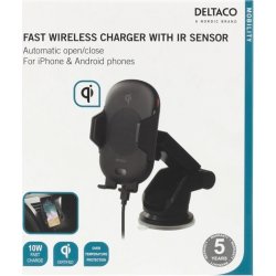DELTACO hurtig trådløs oplader med IR sensor, 10W
