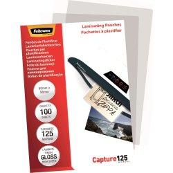 Lamineringsfickor Fellowes Capture 60x90mm 125mic