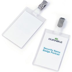 Durable Namnskylt med klämma 90x60 mm, 25 st.