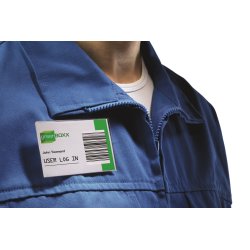 Durable Namnskylt med nål/klämma 54x90 mm, 50 st.
