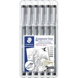 Staedtler Pigment Liner 308 fiberpenna, 6 st.