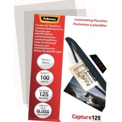 Lamineringsfickor Fellowes Capture 125mic 54x86mm