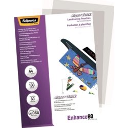 Lamineringsfickor Fellowes Enhance 80 mik A4 Gloss