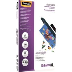 Lamineringsfickor Fellowes Enhance 80 mik A4 Gloss