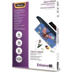 Lamineringsfickor Fellowes Enhance 80 mik A4 Gloss