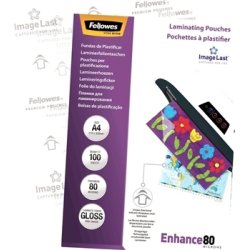 Lamineringsfickor Fellowes Enhance 80 mik A4 Gloss