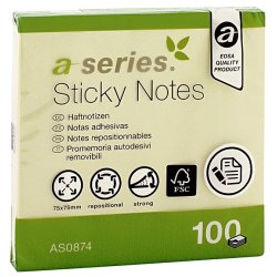 Notes a-series 75x75 mm 100 blad Gul