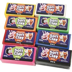 Modellera Soft Clay 8x500g Blandade Färger