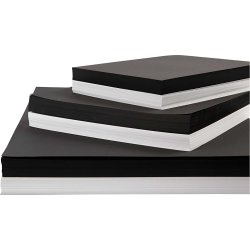 Karton, A2-A4, 200-250g, 600 ark, hvid/sort