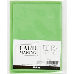 Brevkort och kuvert 6 set grön