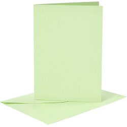 Brevkort och kuvert 6 set ljusgröna
