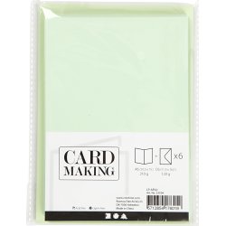 Brevkort och kuvert 6 set ljusgröna