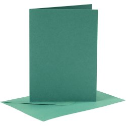 Brevkort och kuvert 6 set mörkgröna