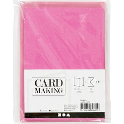 Brevkort och kuvert 6 set rosa