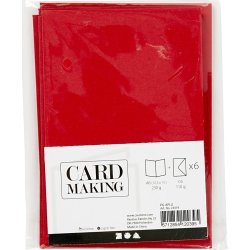 Brevkort och kuvert 6 set röd