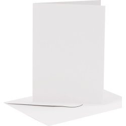 Brevkort og kuverter, 6 sæt, hvid