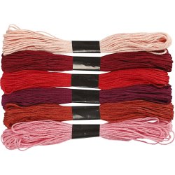 Broderigarn 6 buntar röd harmoni