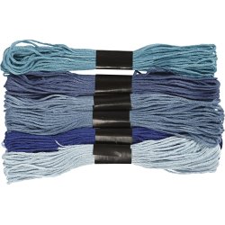 Broderigarn 6 buntar blå harmoni