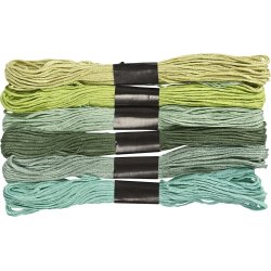 Broderigarn 6 buntar grön harmoni