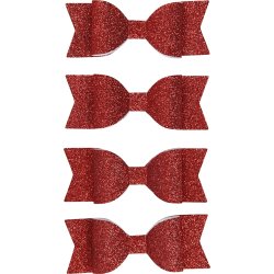 Rosetter Vivi Gade 31x85 mm 4 st Glitter Röd