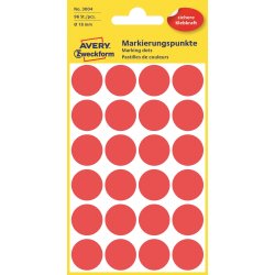 Avery 3004 färgkodningsprickar, 18 mm, 96 st, röd
