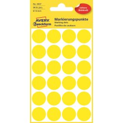 Avery 3007 färgkodningsprickar, 18 mm, 96 st, gul