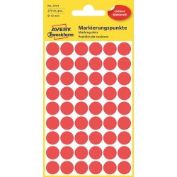 Färgkodningsprickar Avery 3141 12 mm 270 st Röd
