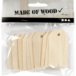 Manillamärken 3x6 cm 10 st Trä