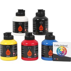 Pigment Kunstnermaling, 5x500 ml, primærfarver