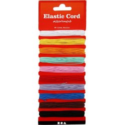 Elastiskt snöre 1 mm x 3,5 m 10 st Blandade färger