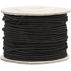 Elastiskt snöre 1 mm x 25 m Svart